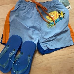 Healthtex baby boys swimming trunks w/ flip flops